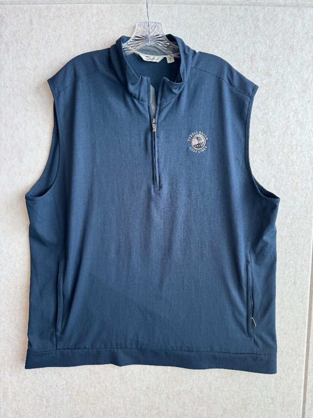 Ashworth Pebble Beach Golf Links Vest Men XL Blue 1/4 Zip Golf Pullover